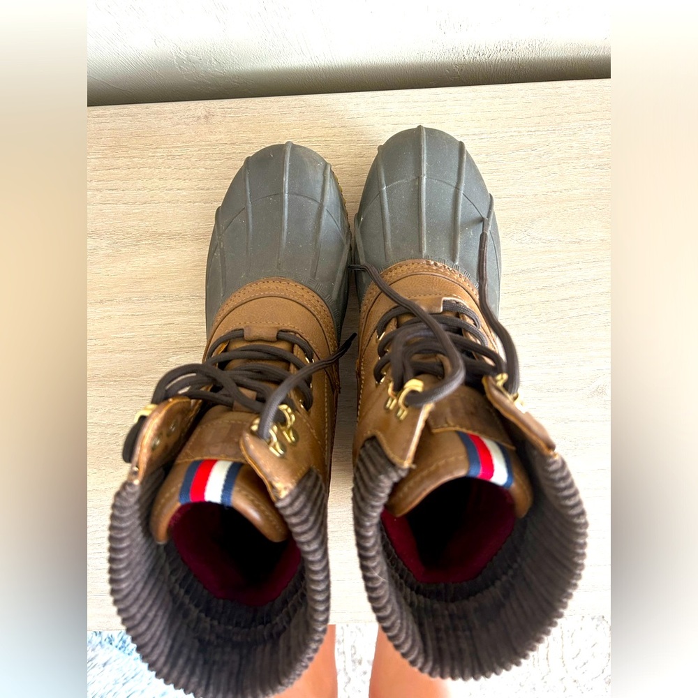 Brown and Navy Tommy Hilfiger Raelen 2 Rain Boots - Picture 4 of 5